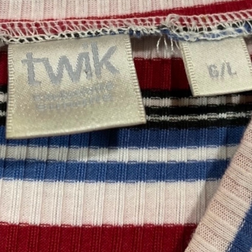 Twik by Simons, Ribbed Striped Sleeveless Dress, Large, Blue, Red, White - Picture 3 of 10